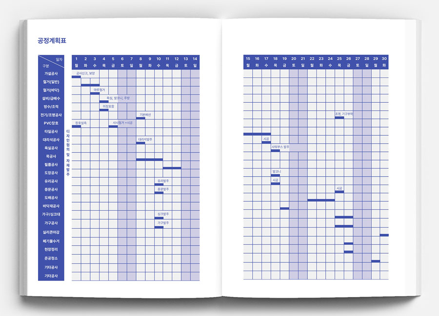 상세용 공정계획표